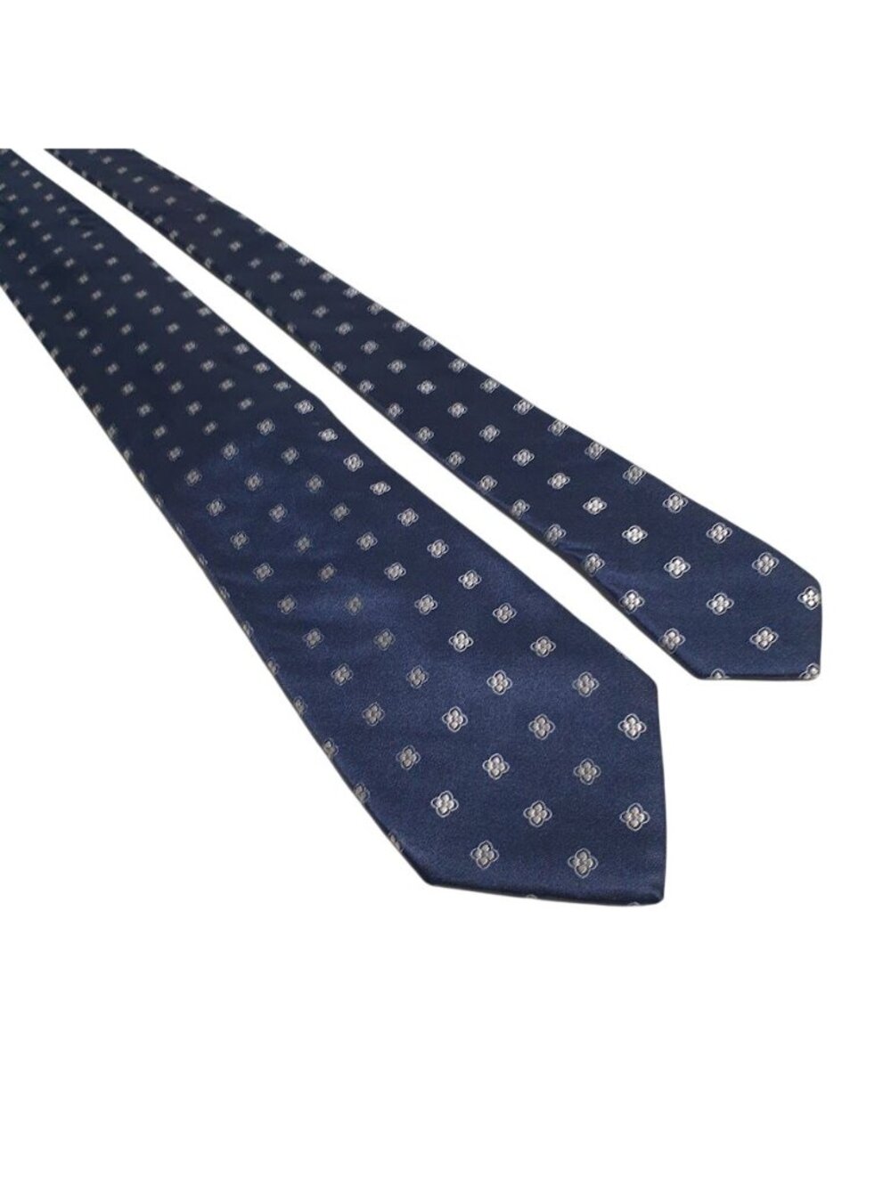 Neiman Marcus Mens Blue Silk Tie Geometric Formal Classic Accessory 58 x 3.5